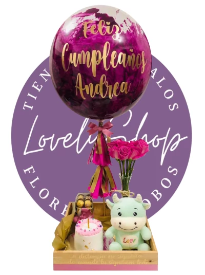 Caja regalo con peluche y pastel personalizado, entrega en Playa del Carmen — $1,450 MXN
